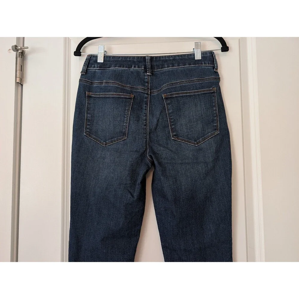 Chico's Dark Blue Denim Gray Beaded Y2K Midrise Ankle Jeans Women's Size 4R - Picture 7 of 12